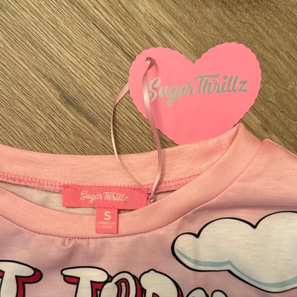 Sugar Thrillz Pink and Blue Cupid Bear Long Sleeve Tee - Picture 3 of 6